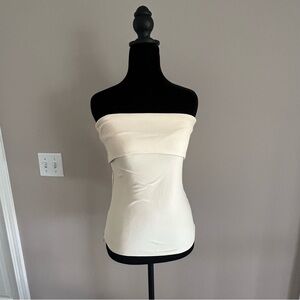 Zara Cream Strapless Fold-over Tube Top with Side Zippers - Size M